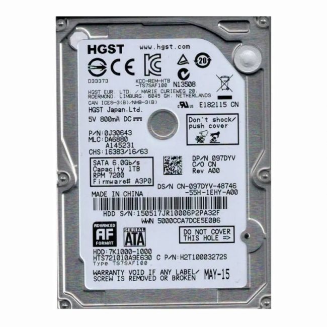 0J30643 Hitachi 1TB 7.2K RPM 6Gb/s SATA 512e 32MB Cache 2.5-inch Hard Disk Drive
SKU: 0J30643
Weight: 3.00 lbs
Condition: Refurbished
1TB 2.5-inch internal hard drive with 7200 RPM speed
Utilizes SATA III 6Gbps interface for fast data transfer
32MB cache enhances read/write performance
Advanced Format (512e) for improved storage efficiency