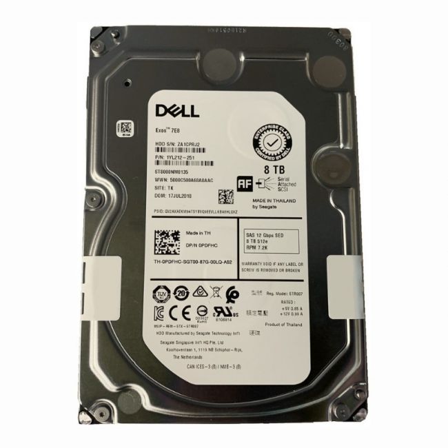1YL212-251 Seagate Enterprise 8TB 7.2K RPM SAS 12Gbps 256MB Cache 3.5-Inch Hard Disk Drive
SKU: 1YL212-251
Weight: 3.00 lbs
Condition: Refurbished
8TB enterprise-grade 3.5-inch SAS hard drive with 7200 RPM speed
12Gbps SAS interface and 256MB cache for high-speed data transfer
Self-Encrypting Drive (SED) with FIPS TCG 512e support for enhanced security
Compatible with Dell PowerEdge servers and PowerVault storage arrays