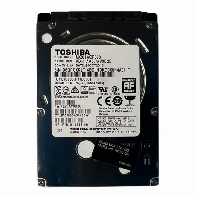 813438-001 HP 500GB 7.2K RPM 6Gb/s SATA NHP 16MB Cache 2.5-inch Hard Drive - Hyper Tech Supplies