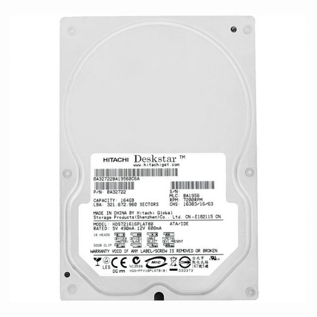 HDS721616PLAT80 Hitachi Deskstar 7K160 160GB 7.2K RPM IDE Ultra ATA/133 (ATA-7) 8MB Cache 3.5-inch Hard Disk Drive
SKU: HDS721616PLAT80
Weight: 3.00 lbs
Condition: Refurbished
160GB storage capacity for standard desktop use
7,200 RPM speed for faster data access and retrieval
IDE Ultra ATA/133 interface (ATA-7) for compatibility with older systems
3.5-inch form factor with 8MB cache for improved performance