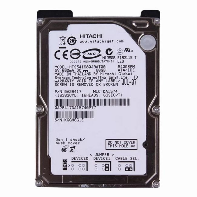 HTS541680J9AT00 Hitachi Travelstar 5K160 80GB 5.4K RPM ATA-100 8MB Cache 2.5-inch Internal Hard Drive
SKU: HTS541680J9AT00
Weight: 3.00 lbs
Condition: Refurbished
80GB storage capacity ideal for compact laptop and portable systems
5,400 RPM spindle speed offers balanced performance and energy efficiency
ATA-100 interface for reliable data transfer in older devices
2.5-inch form factor with 8MB cache for optimal space and efficiency