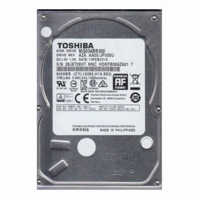 MQ03ABB300 Toshiba 3TB 5.4K RPM 6Gb/s SATA 512e 16MB Cache 2.5-inch Internal Hard Disk Drive
SKU: MQ03ABB300
Weight: 3.00 lbs
Condition: Refurbished
3TB 5,400 RPM SATA 6Gbps 2.5-inch internal hard drive
16MB cache optimized for external storage applications
Advanced Format (512e) for improved storage efficiency
Designed for reliable, low-power external storage solutions
