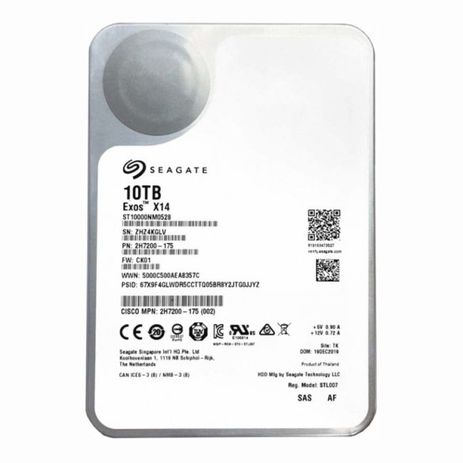 ST10000NM0528 Seagate Exos X14 10TB 7.2K RPM 12Gb/s SAS 512e 256MB Cache 3.5-Inch Hard Disk Drive