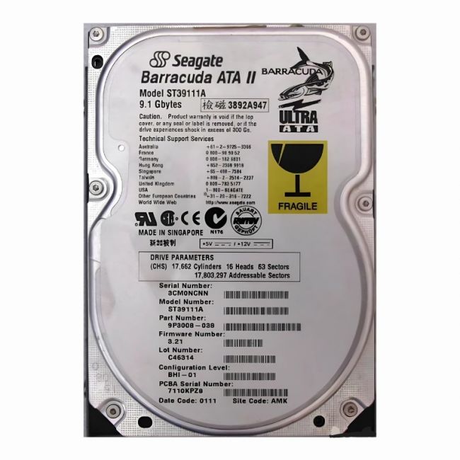 ST39111A Seagate Barracuda 9.1GB 7.2K RPM Ultra ATA/66 2MB Cache 3.5-Inch Hard Disk Drive
SKU: ST39111A
Weight: 3.00 lbs
Condition: Refurbished
9.1GB storage capacity for entry-level desktop applications
7,200 RPM speed for quick data access and reliable performance
Ultra ATA/66 interface for efficient data transfer rates
3.5-inch form factor with 2MB cache for optimized storage performance