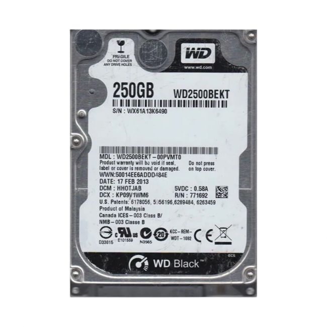 WD2500BEKT-00PVMT0 Western Digital 250GB 7.2K RPM 3Gb/s SATA 2.5" Laptop Hard Drive
SKU: WD2500BEKT-00PVMT0
Weight: 3.00 lbs
Condition: Refurbished
✔ 250GB storage capacity with 7200 RPM for enhanced laptop performance
✔ SATA 3.0Gb/s interface for faster data transfer speeds
✔ Compact 2.5" form factor, ideal for laptop upgrades and portable systems