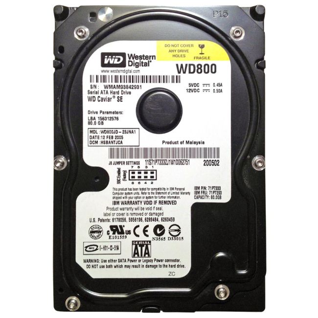 WD800JD Western Digital Caviar 80GB 7200RPM SATA 1.5Gbps 8MB Cache 3.5-inch Hard Drive
SKU: WD800JD
Weight: 3.00 lbs
Condition: Refurbished
✔ 80GB capacity, perfect for basic storage needs
✔ 7200 RPM speed for smooth, everyday performance
✔ 8MB cache and SATA 1.5Gbps interface for reliable data transfer
✔ 3.5-inch form factor, easy compatibility with most desktop systems