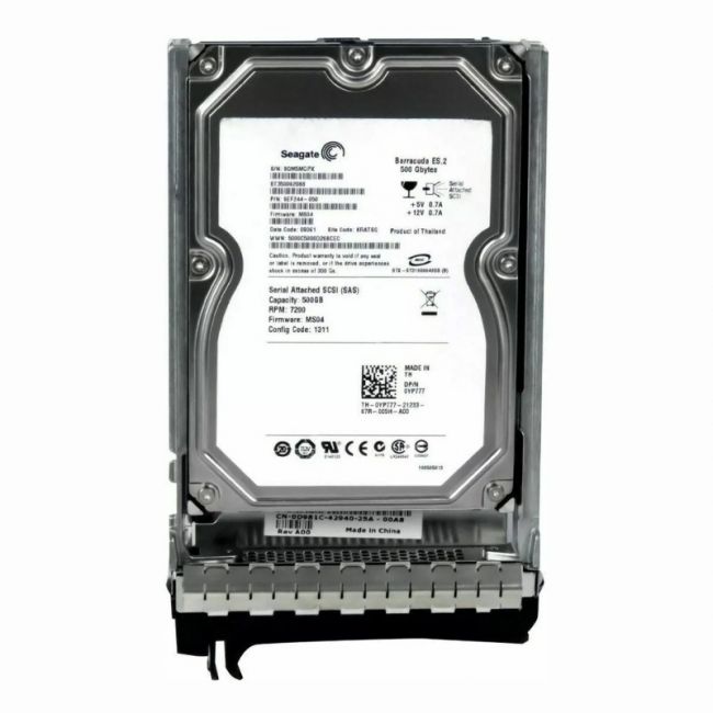 YP777 Dell 500GB 7.2K RPM SAS 3Gbps Nearline 16MB Cache 3.5-inch Internal Hard Drive with Tray