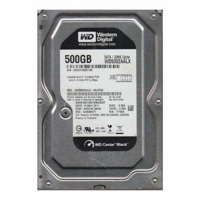 WD5002AALX-00J37A0 Western Digital Caviar Black 500GB 7.2K RPM 6Gb/s SATA 32MB Cache 3.5-Inch Hard Disk Drive