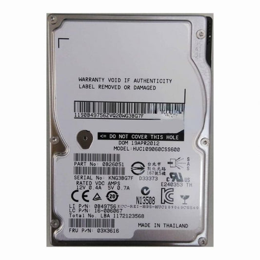 03X3616 Lenovo 600GB 10K RPM 6Gb/s SAS 64MB Cache 2.5-inch Internal Hard Drive for ThinkServer RD640 and RD530