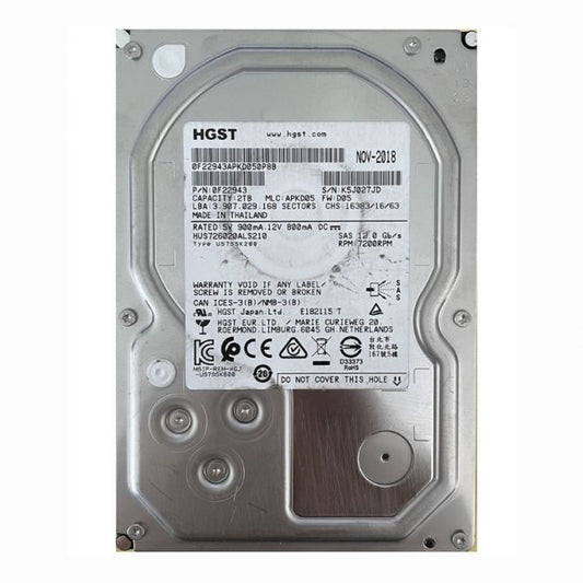 0F22943 HGST Hitachi Ultrastar 7K6000 2TB 7.2K RPM 12Gb/s SAS 512n 128MB Cache ISE 3.5-inch Hard Disk Drive
SKU: 0F22943
Weight: 3.00 lbs
Condition: Refurbished
2TB 7.2K RPM SAS 12Gbps 3.5-inch internal hard drive
128MB cache for improved data throughput
Designed for enterprise applications with ISE and 512n support
Hot-swap capability for seamless maintenance
