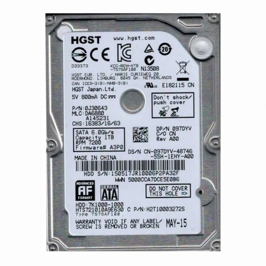 0J30643 Hitachi 1TB 7.2K RPM 6Gb/s SATA 512e 32MB Cache 2.5-inch Hard Disk Drive
SKU: 0J30643
Weight: 3.00 lbs
Condition: Refurbished
1TB 2.5-inch internal hard drive with 7200 RPM speed
Utilizes SATA III 6Gbps interface for fast data transfer
32MB cache enhances read/write performance
Advanced Format (512e) for improved storage efficiency