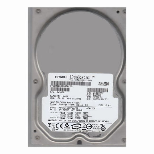 0Y30001 Hitachi Deskstar 7K160 80GB 7.2K RPM IDE ATA/133 8MB Cache 3.5-Inch Hard Disk Drive
SKU: 0Y30001
Weight: 3.00 lbs
Condition: Refurbished
80GB storage capacity ideal for legacy desktop systems
7,200 RPM spindle speed for faster data access
ATA/133 interface for enhanced transfer rates in older systems
3.5-inch form factor with 8MB cache for efficient performance