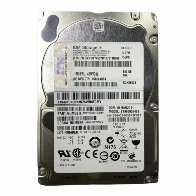 45W7732 IBM 600GB 10K RPM 6GB/s SAS SFF 2.5-inch Hot-Swapable Hard Disk Drive
SKU: 45W7732
Weight: 3.00 lbs
Condition: Refurbished
600GB storage capacity ideal for enterprise workloads
10,000 RPM spindle speed delivers fast data access
SAS 6Gb/s interface ensures high-speed data transfer
2.5-inch hot-swappable design for easy installation and maintenance