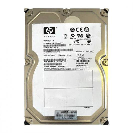 461134-002 HP 1TB 7.2K RPM 3Gb/s SAS 3.5-Inch Hard Drive