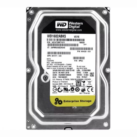 484429-003 HP 160GB 7.2K RPM 3Gb/s SATA 3.5-inch Hard Disk Drive