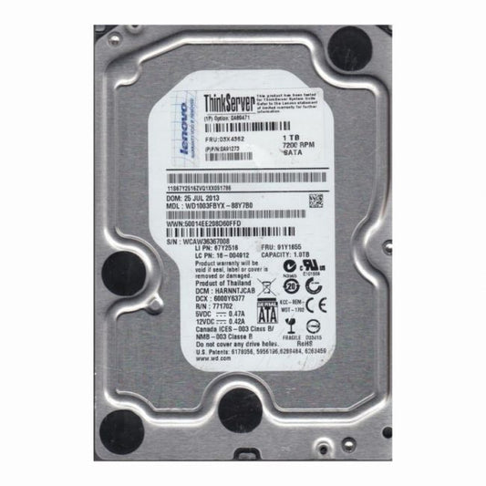 67Y2516 Lenovo 1TB 7.2K RPM 3Gb/s SATA 64MB Cache 3.5-inch Internal Hard Disk Drive for ThinkServer
SKU: 67Y2516
Weight: 3.00 lbs
Condition: Refurbished
1TB storage capacity for substantial data needs
7200RPM spindle speed for quick data retrieval
64MB cache to enhance read/write operations
SATA 3Gb/s interface for reliable data transfer