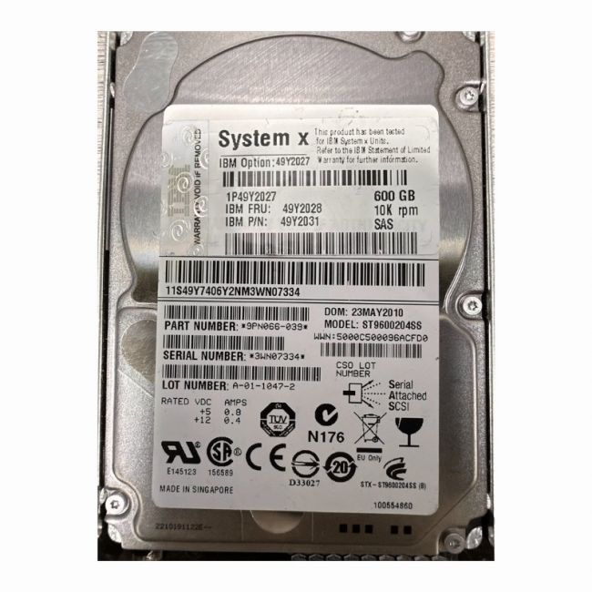 9PN066-039 Seagate Savvio 10K.4 600GB 10K RPM 6Gb/s SAS 16MB Cache 2.5-inch Internal Hard Drive
SKU: 9PN066-039
Weight: 3.00 lbs
Condition: Refurbished
600GB 2.5-inch enterprise hard drive with 10,000 RPM speed
SAS 6Gbps interface and 16MB cache for efficient data handling
Dual-port connectivity with support for up to 141MB/s sustained transfer rates
Features AES-256 encryption and 2 million hours MTBF for enhanced reliability