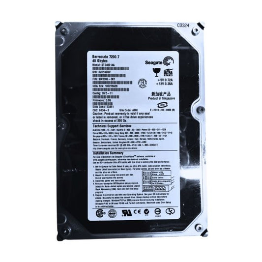 9W2005-301 Seagate Barracuda 7200.7 40GB 7.2K RPM ATA-100 2MB Cache 3.5" Hard Drive
SKU: 9W2005-301
Weight: 3.00 lbs
Condition: Refurbished
✔ 40GB capacity with 7200 RPM speed for smooth and consistent performance
✔ 2MB cache and ATA-100 interface for reliable data transfers
✔ 3.5" form factor, ideal for older desktop systems or basic storage needs