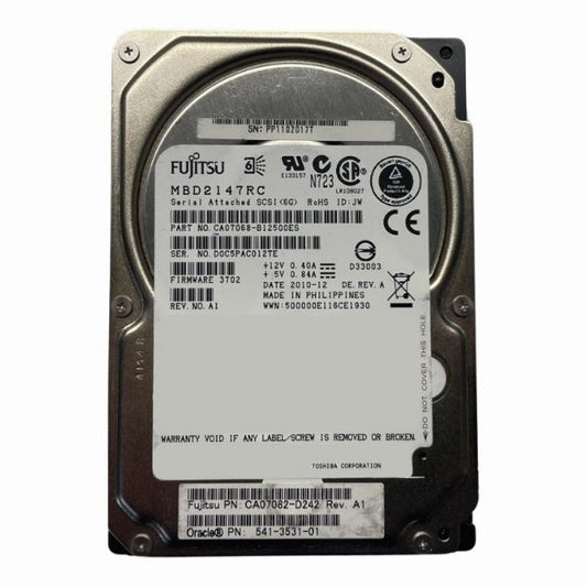 CA07068-B12500ES Fujitsu 146GB 10K RPM SAS 2.5-Inch Hard Disk Drive
SKU: CA07068-B12500ES
Weight: 3.00 lbs
Condition: Refurbished
146GB 10K RPM SAS 2.5-inch internal hard drive
Designed for enterprise servers and storage systems
Offers high-speed data access and reliability
Ideal for applications requiring fast data retrieval