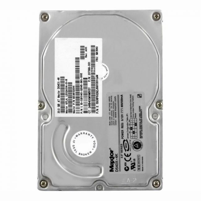 D540X-4K Maxtor DiamondMax D540X 80GB 5.4K RPM IDE Ultra ATA/100 2MB Cache 3.5-inch Hard Disk Drive
SKU: D540X-4K
Weight: 3.00 lbs
Condition: Refurbished
80GB storage capacity ideal for basic computing tasks
5,400 RPM spindle speed for efficient data access
IDE Ultra ATA/100 (ATA-6) interface for compatibility with older systems
2MB cache for improved data transfer performance
