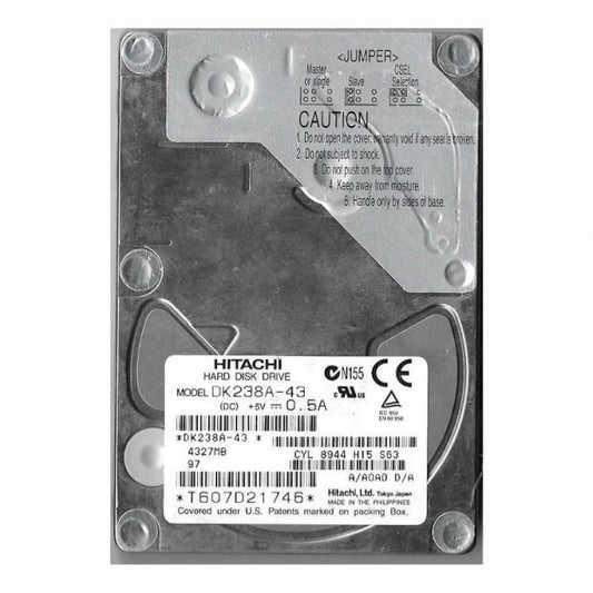 DK238A-43 Hitachi 4.3GB 4.2K RPM IDE/ATA 512KB Cache 2.5-Inch Hard Disk Drive
SKU: DK238A-43
Weight: 3.00 lbs
Condition: Refurbished
4.3GB storage capacity ideal for portable and compact applications
4,200 RPM spindle speed for efficient data retrieval
IDE/ATA interface for reliable performance in older systems
2.5-inch form factor with 512KB cache for enhanced access speeds