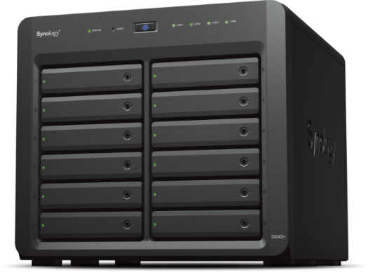 Synology DS2422+ DiskStation 1x Ryzen V1500B 2.2GHz Quad-Core 1x 4GB DDR4 ECC SoDIMM 12-Bays LFF SFF SATA 4x Ports RJ-45 1GbE LAN