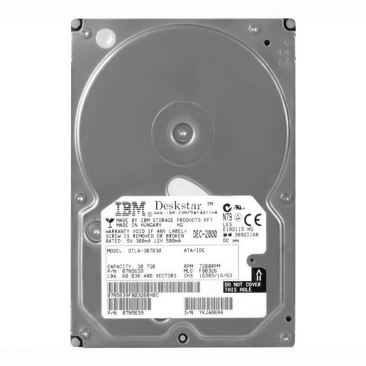 DTLA-307030 IBM 30GB 7.2K RPM ATA/100 3.5-inch Hard Disk Drive
SKU: DTLA-307030
Weight: 3.00 lbs
Condition: Refurbished
30GB storage capacity ideal for older desktop systems
7,200 RPM spindle speed for quick data access
ATA/100 interface ensures compatibility with legacy systems
3.5-inch form factor fits standard desktop drive bays