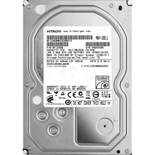 HDS5C3030ALA630 Hitachi Deskstar 5K3000 3TB SATA 6GB/s 32MB Cache 3.5-inch Hard Drive
SKU: HDS5C3030ALA630
Weight: 3.00 lbs
Condition: Refurbished
✔ 3TB capacity with 5400 RPM speed for efficient storage
✔ 32MB cache and SATA 6GB/s interface for reliable data transfer
✔ 3.5" form factor, designed for desktop and external storage solutions