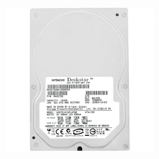 HDS721616PLAT80 Hitachi Deskstar 7K160 160GB 7.2K RPM IDE Ultra ATA/133 (ATA-7) 8MB Cache 3.5-inch Hard Disk Drive
SKU: HDS721616PLAT80
Weight: 3.00 lbs
Condition: Refurbished
160GB storage capacity for standard desktop use
7,200 RPM speed for faster data access and retrieval
IDE Ultra ATA/133 interface (ATA-7) for compatibility with older systems
3.5-inch form factor with 8MB cache for improved performance