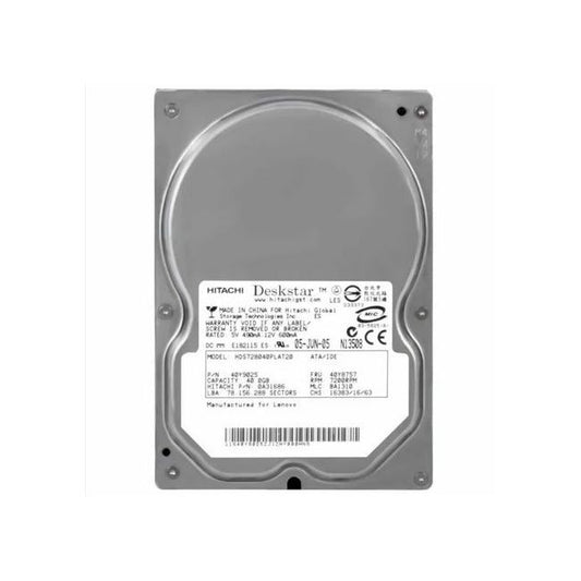 HDS728040PLAT20 Hitachi DESKSTAR 40GB 7200RPM 2MB Cache IDE/ATA-100 40-Pin 3.5-inch Hard Drive
SKU: HDS728040PLAT20
Weight: 3.00 lbs
Condition: Refurbished
✔ 40GB capacity with 7200 RPM speed for efficient performance
✔ 2MB cache and IDE/ATA-100 interface for reliable data transfer
✔ 3.5" form factor, designed for easy installation in desktop systems