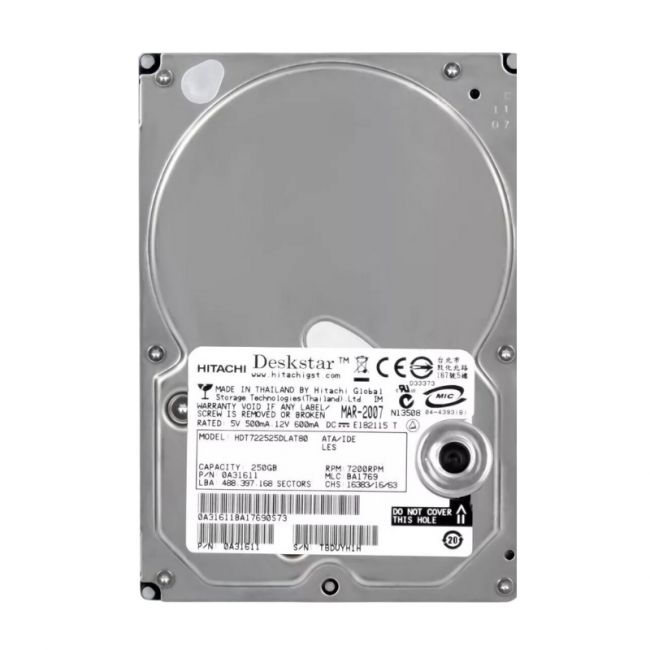 HDT722516DLAT80 Hitachi DESKSTAR 160GB 7.2K RPM 8MB Cache ATA-133 3.5" Hard Drive
SKU: HDT722516DLAT80
Weight: 3.00 lbs
Condition: Refurbished
✔ 160GB capacity with 7200 RPM speed for efficient performance
✔ 8MB cache and ATA-133 interface for reliable data transfer
✔ 3.5" form factor, designed for compatibility with desktop systems