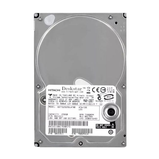 HDT722516DLAT80 Hitachi DESKSTAR 160GB 7.2K RPM 8MB Cache ATA-133 3.5" Hard Drive
SKU: HDT722516DLAT80
Weight: 3.00 lbs
Condition: Refurbished
✔ 160GB capacity with 7200 RPM speed for efficient performance
✔ 8MB cache and ATA-133 interface for reliable data transfer
✔ 3.5" form factor, designed for compatibility with desktop systems