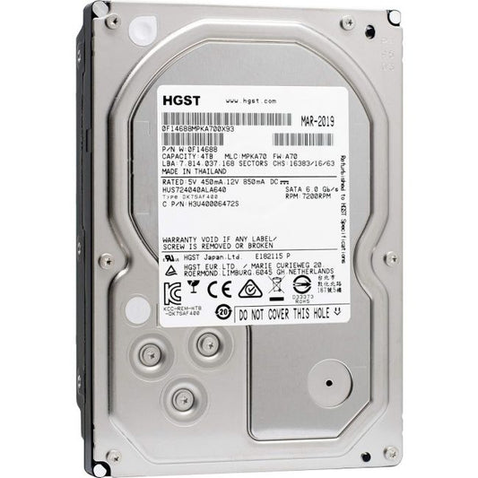 HUS724040ALA640 Hitachi 4TB 7200RPM SATA 6.0 Gbps 3.5 64MB Cache Ultrastar Hard Drive
SKU: HUS724040ALA640
Weight: 3.00 lbs
Condition: Refurbished
✔ 4TB capacity with 7200 RPM speed for high-performance storage
✔ 64MB cache and SATA 6.0 Gbps interface for fast data transfer
✔ 3.5" form factor, designed for reliability and durability in enterprise applications
