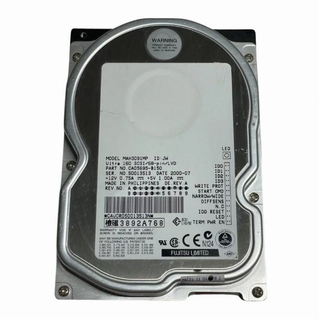 MAH3091MP Fujitsu 9GB 7.2K RPM SCSI 160MB/s 3.5-inch Hard Disk Drive
SKU: MAH3091MP
Weight: 3.00 lbs
Condition: Refurbished
9GB storage capacity for basic data needs in legacy systems
7,200 RPM speed for improved data access and responsiveness
SCSI interface with 160MB/s data transfer rate for faster performance
3.5-inch form factor fits into standard desktop or server bays