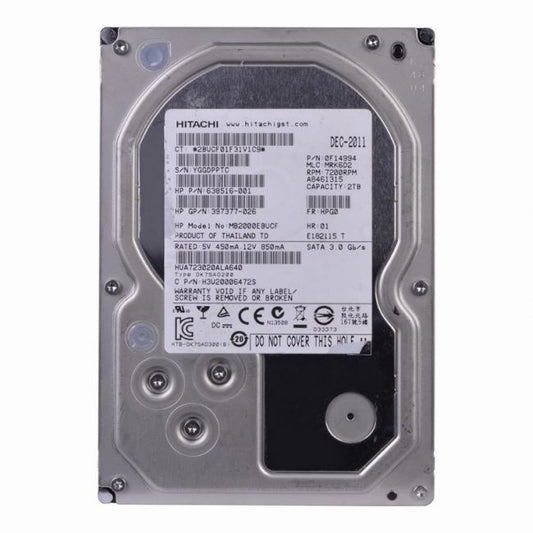 MB2000EBUCF HP 2TB 7.2K RPM 3Gb/s SATA MidLine 3.5-inch Internal Hard Disk Drive
SKU: MB2000EBUCF
Weight: 3.00 lbs
Condition: Refurbished
2TB storage capacity for substantial data needs
7,200 RPM spindle speed for efficient data retrieval
3.5-inch Large Form Factor (LFF) design for enterprise systems
Compatible with HP ProLiant servers and storage solutions