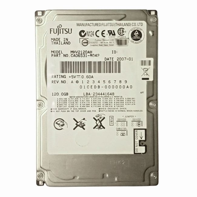 MHV2120AH Fujitsu Mobile 120GB 5.4K RPM ATA-100 8MB Cache 2.5-inch Internal Hard Drive
SKU: MHV2120AH
Weight: 3.00 lbs
Condition: Refurbished
120GB storage capacity ideal for mobile computing
5,400 RPM spindle speed for reliable everyday performance
ATA-100 interface for fast data transfer in mobile devices
2.5-inch form factor with 8MB cache for efficient data management
