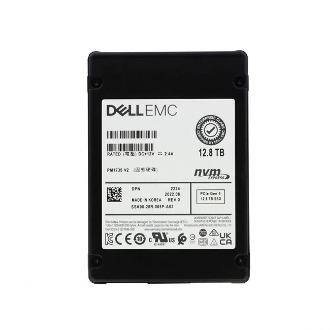 MZ-WLJ12T0 Samsung PM1735 12.8TB PCIe Gen 4.0 x8 Mixed Use 2.5-inch Solid State Drive DELL OEM
SKU: MZ-WLJ12T0
Weight: 3.00 lbs
Condition: Refurbished
12.8TB NVMe SSD with PCIe Gen 4.0 x8 interface
2.5-inch form factor compatible with U.2/U.3 drive bays
Designed for mixed-use workloads in enterprise environments
DELL OEM version of the Samsung PM1735 series