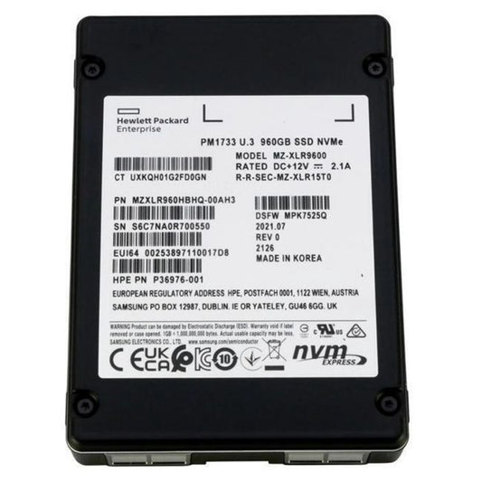 MZ-XLR9600 Samsung PM1733 960GB PCIe Gen 4.0 x4 NVMe Read Intensive 2.5-inch Solid State Drive HPE OEM
SKU: MZ-XLR9600
Weight: 3.00 lbs
Condition: Refurbished
960GB capacity designed for read-intensive workloads
PCIe Gen 4.0 x4 NVMe interface for ultra-fast data transfer
Read-intensive NAND flash technology for balanced endurance
2.5-inch form factor compatible with enterprise storage systems