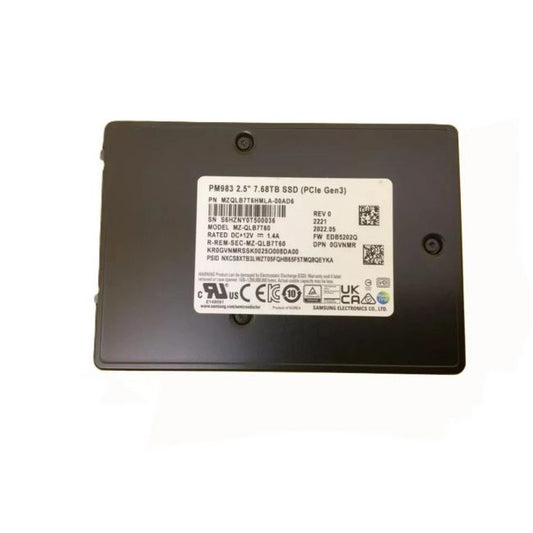 MZQLB7T6HMLA-00AD6 Samsung PM983 7.68TB PCIe Gen 3.0 x4 NVMe 2.5-inch Solid State Drive DELL OEM
SKU: MZQLB7T6HMLA-00AD6
Weight: 3.00 lbs
Condition: Refurbished
7.68TB capacity delivering massive storage for enterprise needs
PCIe Gen 3.0 x4 NVMe interface for ultra-fast data transfer
2.5-inch form factor designed for easy integration into servers
Optimized for high performance and reliability in demanding workloads