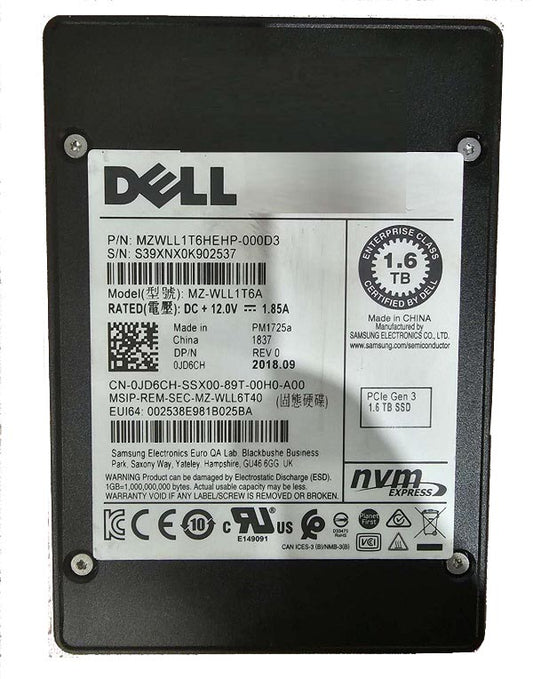 MZWLL1T6HEHP-000D3 - Samsung 1.6TB TLC PCIe 3.0 x4 U.2 2.5 Inch SSD