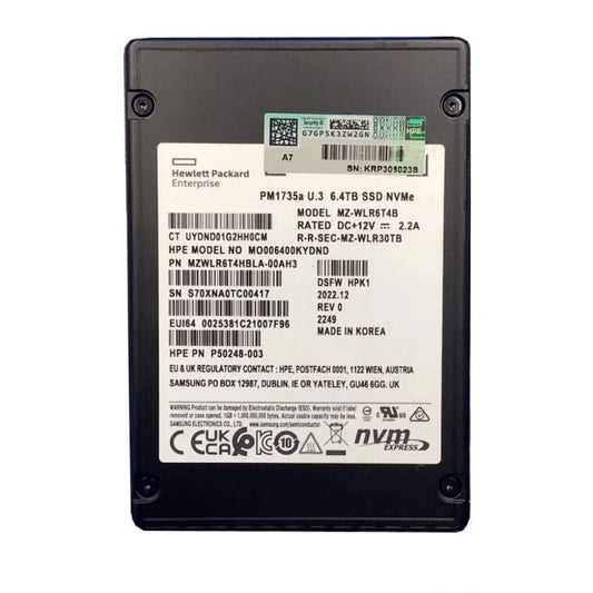 MZWLR6T4HBLA-00AH3 Samsung PM1735a 6.4TB PCIe Gen 4.0 x4 NVMe TLC MU U.3 Solid State Drive
SKU: MZWLR6T4HBLA-00AH3
Weight: 3.00 lbs
Condition: Refurbished
6.4TB capacity providing large-scale storage for demanding workloads
PCIe Gen 4.0 x4 NVMe interface delivering ultra-high-speed data transfer
TLC NAND flash with multi-level cell technology for balanced performance and endurance
U.3 form factor for flexible deployment in modern enterprise systems