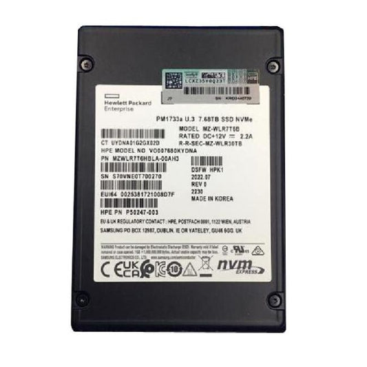 MZWLR7T6HBLA-00AH3 Samsung PM1733a 7.68TB PCIe Gen 4.0 x4 NVMe 2.5-inch Solid State Drive HPE OEM
SKU: MZWLR7T6HBLA-00AH3
Weight: 3.00 lbs
Condition: Refurbished
7.68TB capacity for large-scale data storage
PCIe Gen 4.0 x4 NVMe interface for ultra-fast data transfer
2.5-inch form factor designed for enterprise SSD deployments
HPE OEM version optimized for seamless integration