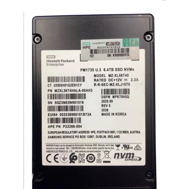 MZXL56T4HALA-00AH3 Samsung PM1735 6.4TB PCIe Gen 4.0 x8 NVMe Mixed Use 2.5-inch Solid State Drive HPE OEM
SKU: MZXL56T4HALA-00AH3
Weight: 3.00 lbs
Condition: Refurbished
6.4TB capacity designed for mixed-use workloads
PCIe Gen 4.0 x8 NVMe interface for ultra-fast data transfer
2.5-inch form factor suitable for enterprise storage systems
High endurance and reliability for demanding applications