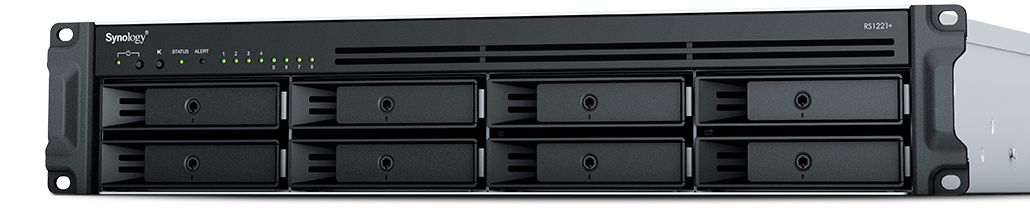Synology RS1221RP+ 8-Bay Hot-Swappable Support 32GB (2 x 16GB) SATA 2.5-Inch SSD 2U Rack-mountable NAS Server