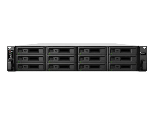 Synology RS3621XS+ RackStation 1x Xeon D-1541 2.1GHz 8-Core 1x 8GB DDR4 ECC UDIMM 12-Bays LFF SFF SATA 4x Ports RJ-45 1GbE LAN + 2x Ports RJ-45 10GbE LAN + 2x Ports USB 3.2 500/550-Watts PSU 2U Rack-mountable SAN/NAS Storage System