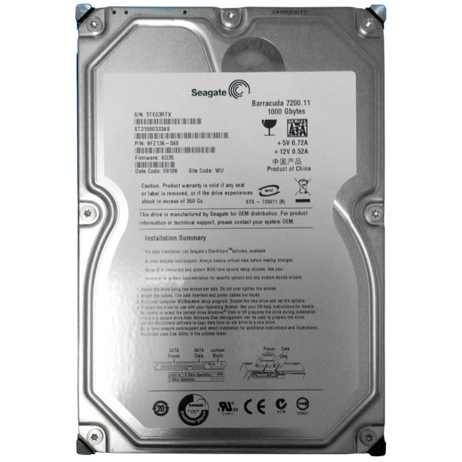 ST31000333AS Seagate Barracuda 7200.11 1TB 7200RPM SATA 3GB/s 32MB Cache 3.5-inch Hard Drive
SKU: ST31000333AS
Weight: 3.00 lbs
Condition: Refurbished
