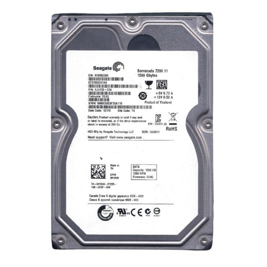 ST31500341AS Seagate Barracuda 7200.11 1.5TB 7200RPM SATA 3GB/s 32MB Cache 3.5-inch Hard Drive
SKU: ST31500341AS
Weight: 3.00 lbs
Condition: Refurbished
✔ 1.5TB capacity with 7200 RPM speed for fast performance
✔ 32MB cache and SATA 3.0Gb/s interface for reliable data transfer
✔ 3.5" form factor, designed for both desktop and external storage solutions