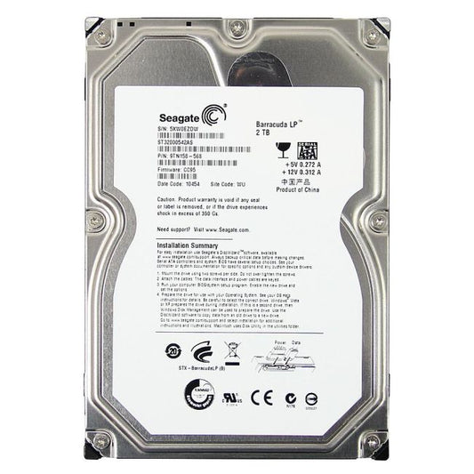ST32000542AS Seagate Barracuda LP 2TB 5900RPM SATA 3Gbps 32MB Cache 3.5-inch Internal Hard Drive
SKU: ST32000542AS
Weight: 3.00 lbs
Condition: Refurbished
✔ 2TB capacity with 5900 RPM speed for efficient storage
✔ 32MB cache and SATA 3Gbps interface for reliable data transfer
✔ 3.5" form factor, designed for low power consumption and quiet operation
