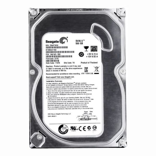 ST3500411SV Seagate SV35.5 500GB 7.2K RPM 6Gb/s SATA 512e 16MB Cache 3.5-Inch Hard Disk Drive
SKU: ST3500411SV
Weight: 3.00 lbs
Condition: Refurbished
500GB storage capacity for moderate to heavy data usage
7,200 RPM spindle speed for quick data retrieval
6Gb/s SATA interface with 512e support for efficient data management
3.5-inch form factor with 16MB cache for optimized performance