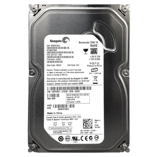 ST380815AS Seagate Barracuda 7200.1 80GB 7200RPM SATA 3Gbps 8MB Cache 3.5-inch Internal Hard Drive
SKU: ST380815AS
Weight: 3.00 lbs
Condition: Refurbished
✔ 80GB storage capacity for essential data
✔ 7200 RPM speed and SATA 3Gbps interface for efficient performance
✔ 3.5-inch form factor with 8MB cache, ideal for desktops